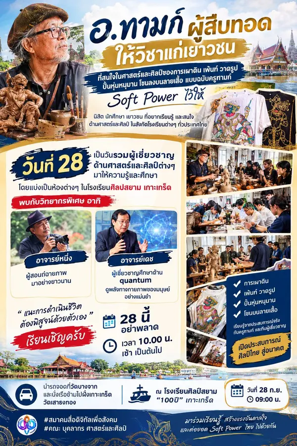 Daily Times Online "ช่างสิบหมู่" วาด เพ้นท์หนุมาน โขน แบบฉบับครูฑามก์ บนลายเสื้อ หลากสี นำ Soft Powerลายไทย สู่สายตาประชาชน สากลทั่วโลก จัด"กิจกรรม"สอน "เด็กด้อยโอกาส"
